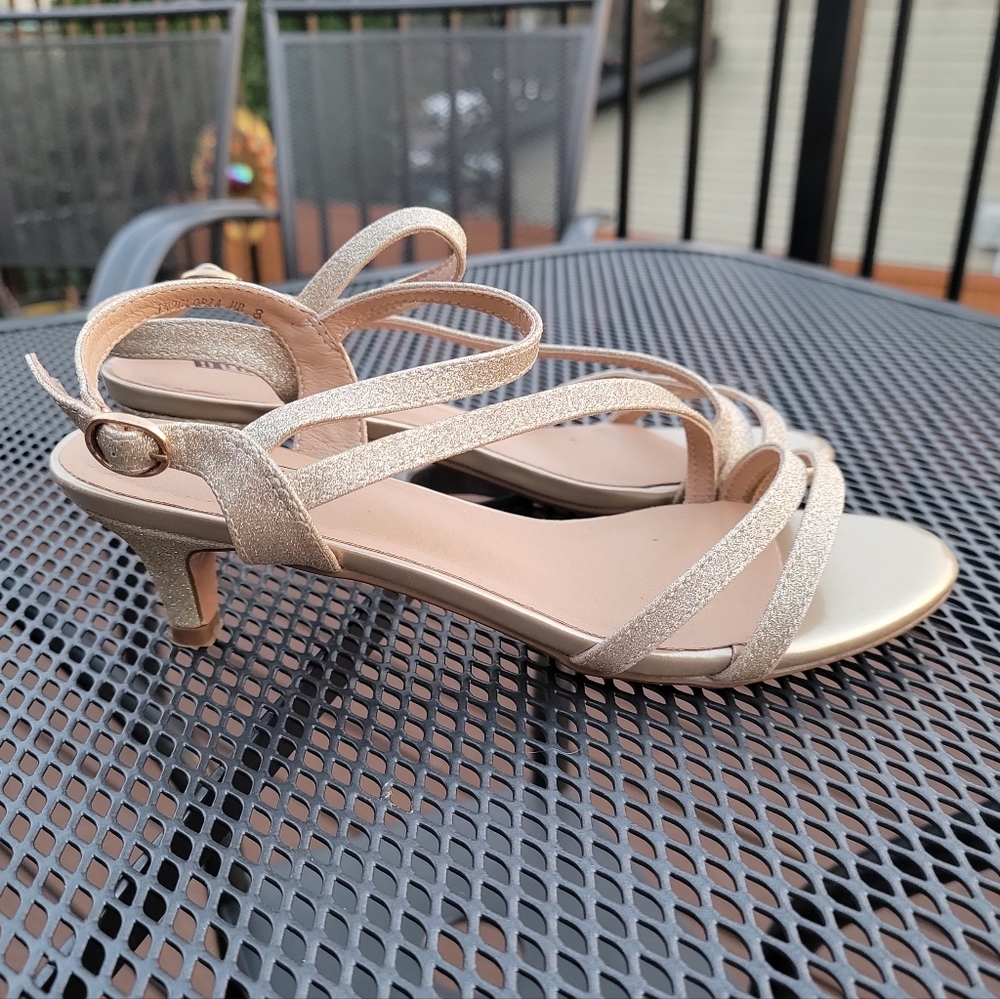 DIDIFU Champagne Glitter Open Toe Heel – size 8 - Picture 2 of 12